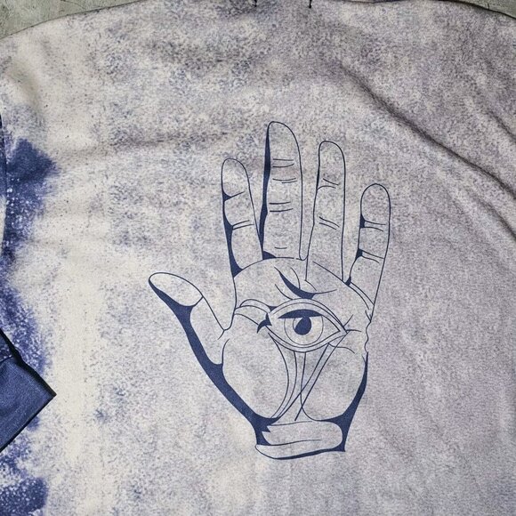 MissLook Mens Pullover Hoodie MEDIUM 3rd Eye Awaken All Over Print Space PURPLE - Picture 9 of 9